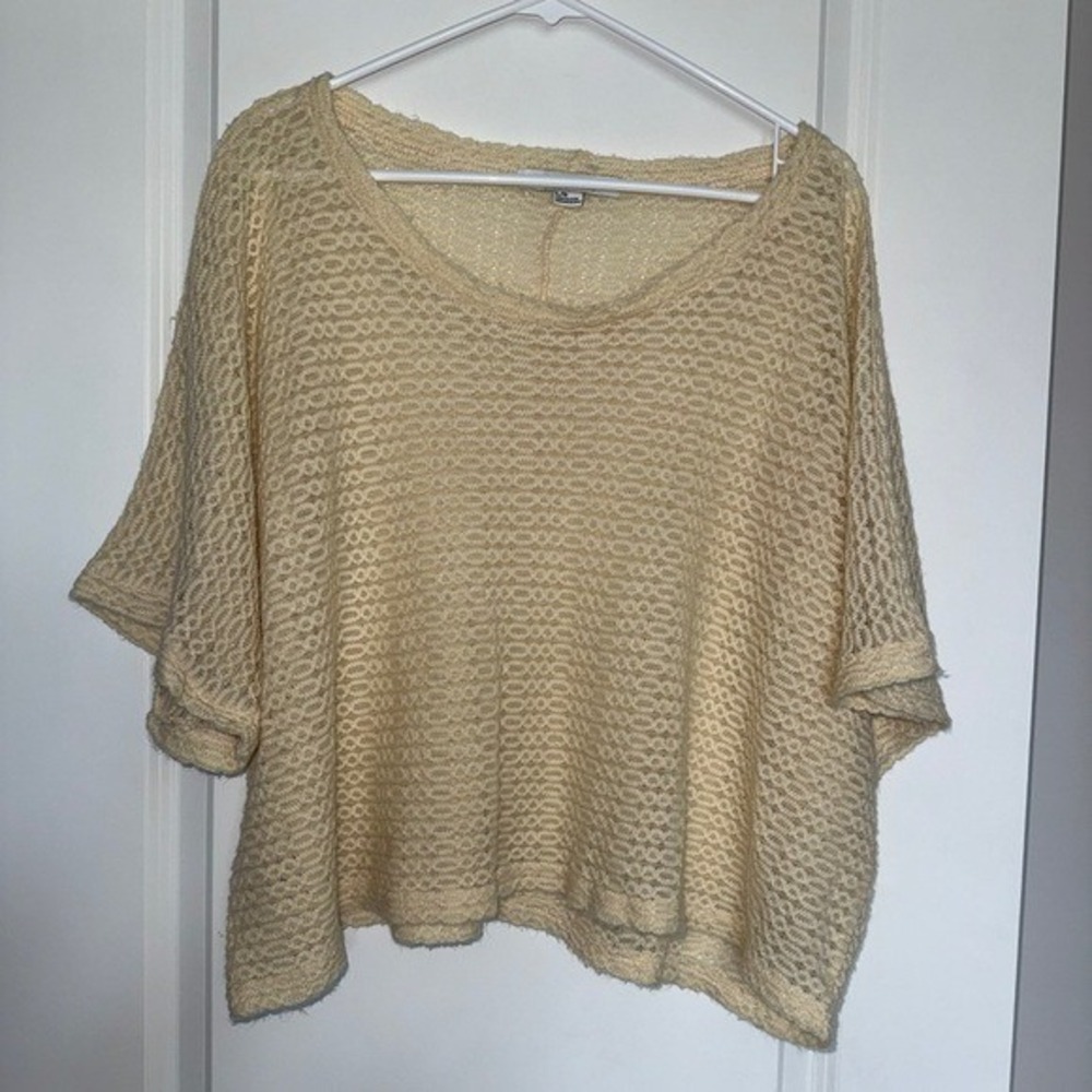 Forever 21 Women's Cream Crochet Knit Loose Fit‎ Oversized Top Size Large